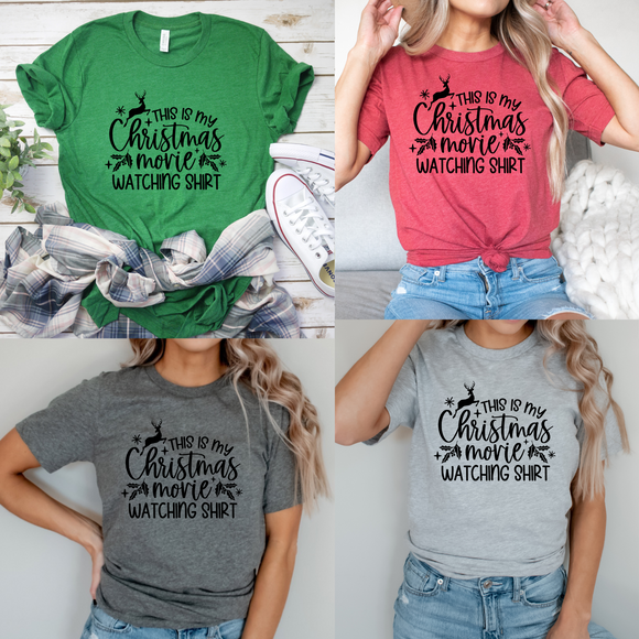 Christmas Watching Movie Shirt - Ink Deposited Graphic Tee