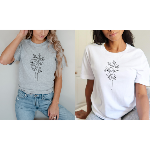 Flower - Screen Print Transfer - Graphic Tee