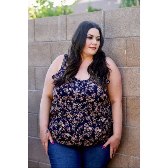 V Neck Floral Tank