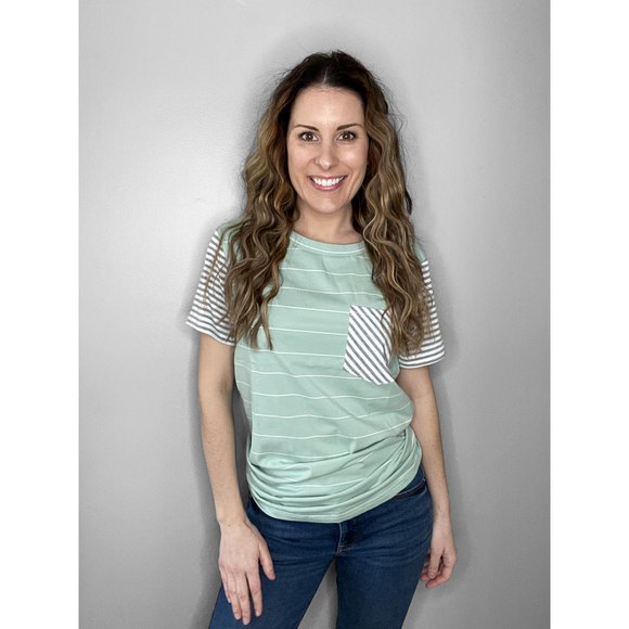 Mint Stripe Short Sleeve